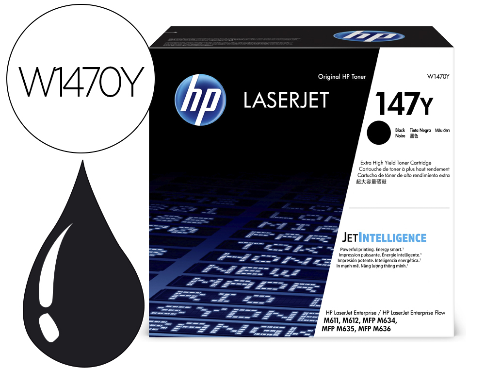 HP ( HEWLETT PACKARD ) - Toner 147y enterprise m611dn / m612dn / m635z / m636z / m635h mfp / m636fh mfp negro 42000 paginas (Ref. W1470Y)