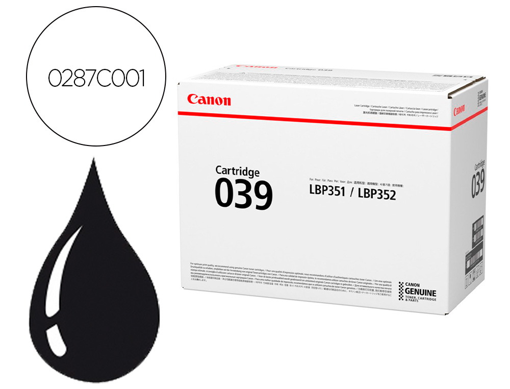 CANON - Toner 039 isensys lbp351x lbp352x negro (Ref. 0287C001)