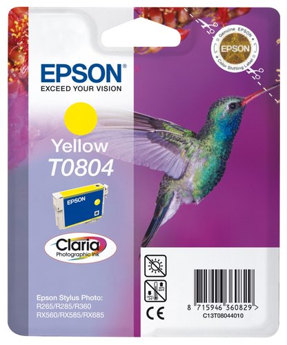 EPSON - Cartuchos Inyeccion T0804 Amarillo Blister + Alarma (Ref.C13T08044021)
