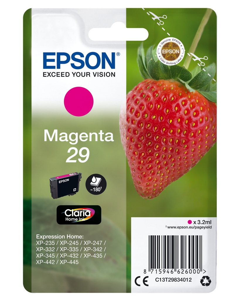 EPSON - Ink-jet singlepack magenta 29 claria home ink fresa rf+am (Ref. C13T29834022)