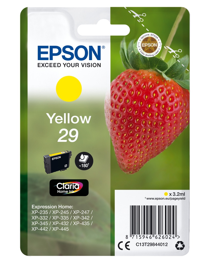 EPSON - Ink-jet singlepack amarillo 29 claria home ink fresa rf+am (Ref. C13T29844022)