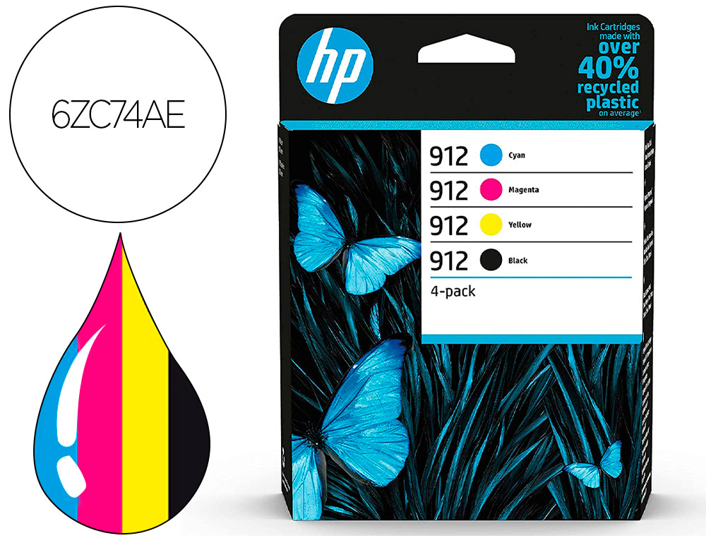 HP ( HEWLETT PACKARD ) - Toner 912 -6zc74ae multi pack negro / cian / magenta / amarillo (Ref. 6ZC74AE)