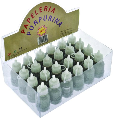 ABACO - PURPURINA COLA (bote) PLATA EXPOSITOR de 24 (Ref.452/48290)