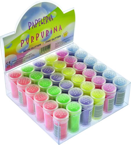 ABACO - PURPURINA NEON (bote) 6 COLORES EXPOSITOR de 36 (Ref.408/48200)
