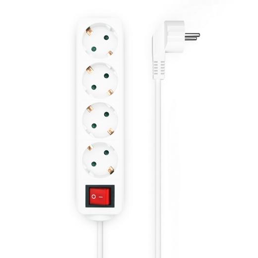 AISENS - BASE MULTIPLE 4 TOMAS CON INTERRUPTOR CON CABLE 3X1,5MM2, BLANCO, 1,4M (Ref.A154-0649)
