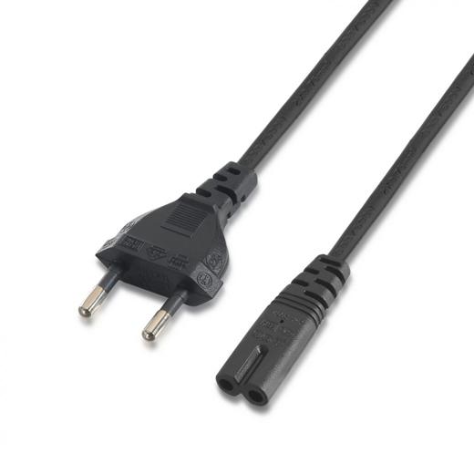 AISENS - CABLE ALIMENTACIÓN FORMA 8, CEE7/16/M-C7/H, NEGRO, 1.5M (Ref.A132-0173)