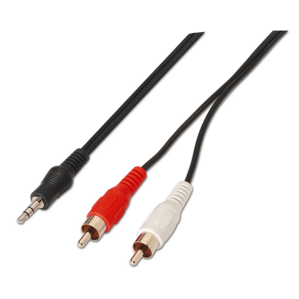 AISENS - CABLE AUDIO ESTÉREO, JACK 3.5/M-2XRCA/M, NEGRO, 1.5M (Ref.A128-0147)