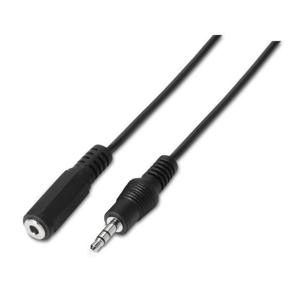 AISENS - CABLE AUDIO ESTÉREO, JACK 3.5/M-JACK 3.5/H, NEGRO, 1.5M (Ref.A128-0145)