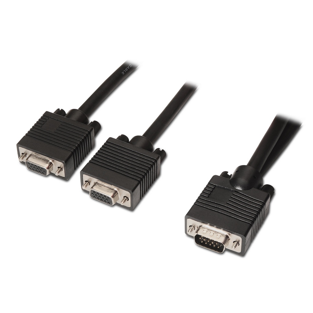AISENS - CABLE BIFURCADOR SVGA, HDB15/M-2XHDB15/H, NEGRO, 45 CM (Ref.A113-0081)