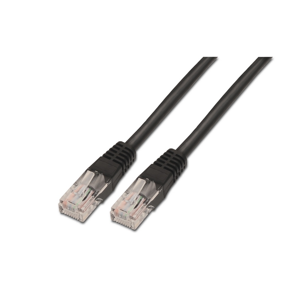 AISENS - CABLE DE RED LATIGUILLO RJ45 CAT.5E UTP AWG24, NEGRO, 2.0M (Ref.A133-0204)