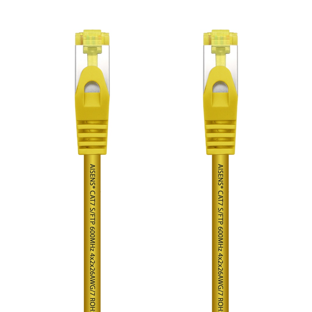 AISENS - CABLE DE RED LATIGUILLO RJ45 LSZH CAT.7 600 MHZ S/FTP PIMF AWG26, AMARILLO, 0.5M (Ref.A146-0473)