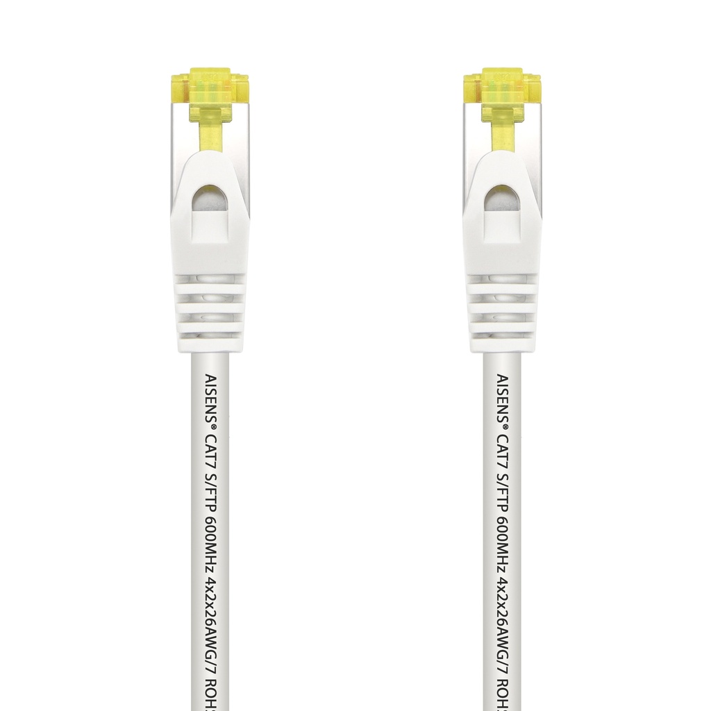 AISENS - CABLE DE RED LATIGUILLO RJ45 LSZH CAT.7 600 MHZ S/FTP PIMF AWG26, BLANCO, 0.5M (Ref.A146-0489)