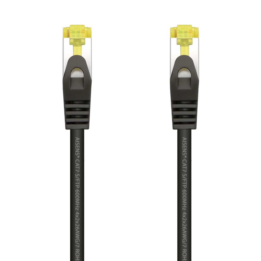 AISENS - CABLE DE RED LATIGUILLO RJ45 LSZH CAT.7 600 MHZ S/FTP PIMF AWG26, NEGRO, 25CM (Ref.A146-0484)