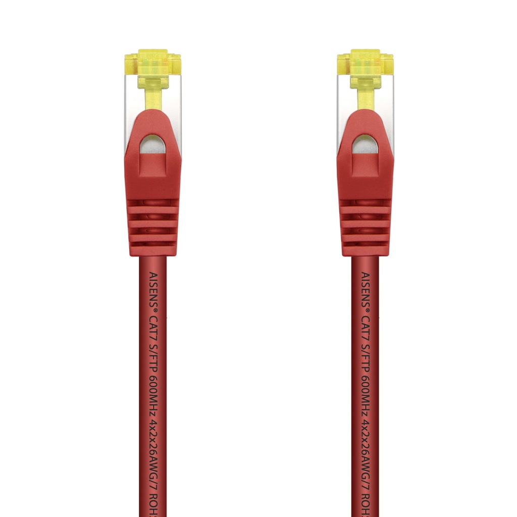 AISENS - CABLE DE RED LATIGUILLO RJ45 LSZH CAT.7 600 MHZ S/FTP PIMF AWG26, ROJO, 2.0M (Ref.A146-0471)