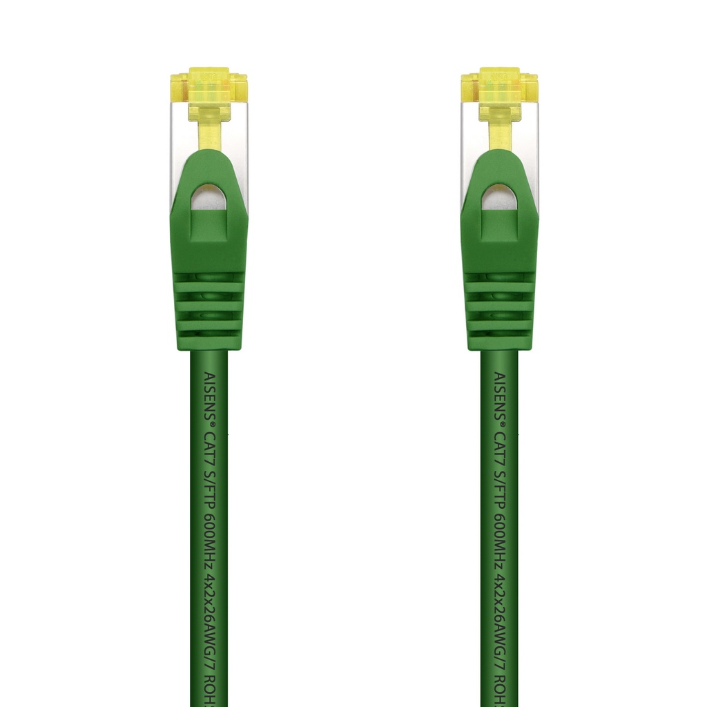 AISENS - CABLE DE RED LATIGUILLO RJ45 LSZH CAT.7 600 MHZ S/FTP PIMF AWG26, VERDE, 1.0M (Ref.A146-0482)