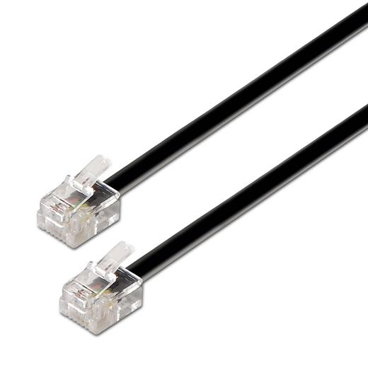 AISENS - CABLE DE TELÉFONO 6P4C M - M NEGRO 2,0M (Ref.A143-0319)