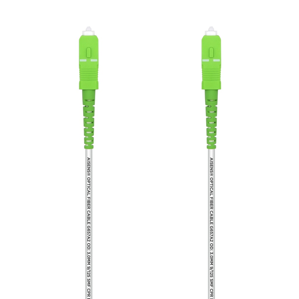 AISENS - Cable Fibra Optica Latiguillo G657A2 3.0 9/125 SMF SIMPLEX CPR DCA LSZH, SC/APC-SC/APC, BLANC (Ref.A152-0495)