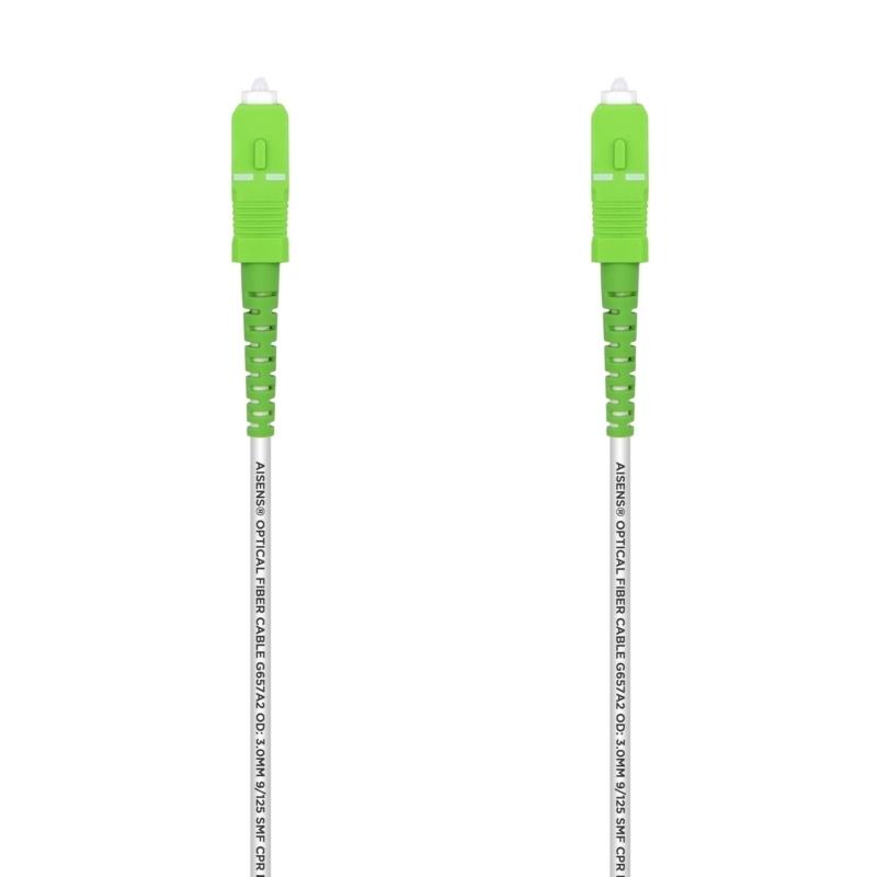 AISENS - CABLE FIBRA ÓPTICA LATIGUILLO G657A2 3.0 9/125 SMF SIMPLEX CPR DCA LSZH,SC/APC-SC/APC, BLANCO 1.0M (Ref.A152-0493)