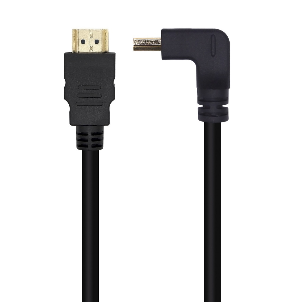 AISENS - CABLE HDMI V2.0 ACODADO PREMIUM ALTA VELOCIDAD / HEC 4K@60HZ 18GBPS, A/M-A/M, NEGRO, 1.0M (Ref.A120-0456)