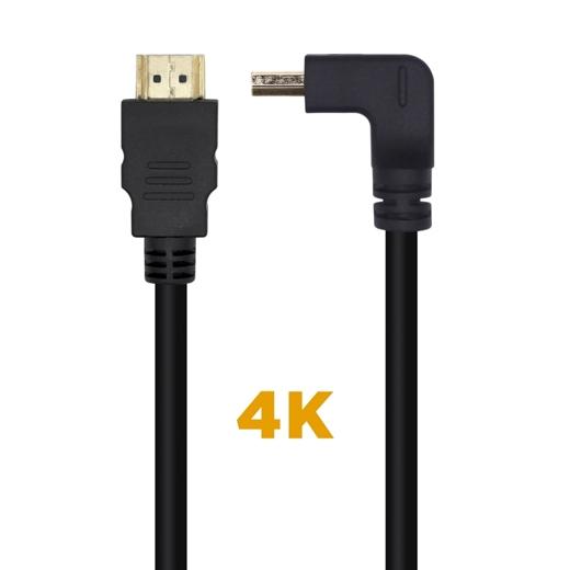 AISENS - CABLE HDMI V2.0 ACODADO PREMIUM ALTA VELOCIDAD / HEC 4K@60HZ 18GBPS, A/M-A/M, NEGRO, 2.0M (Ref.A120-0457)