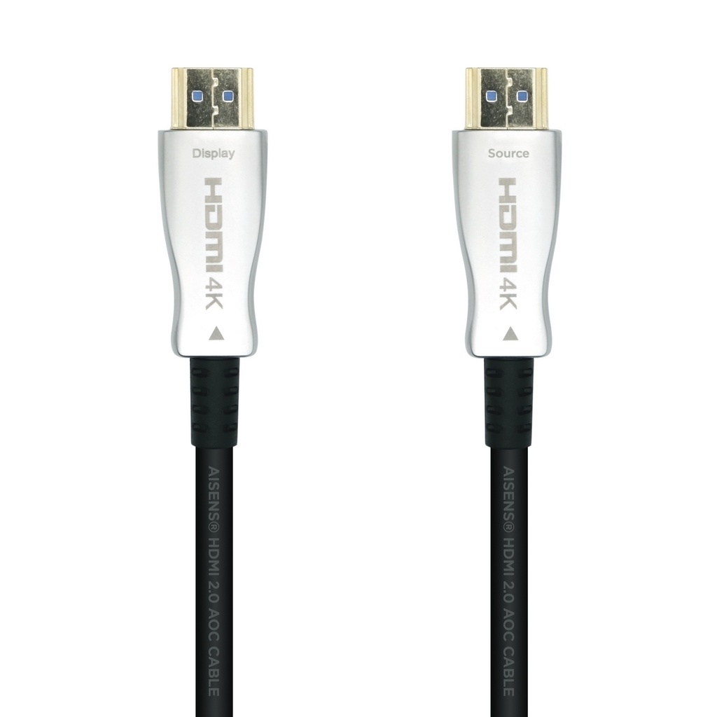 AISENS - CABLE HDMI V2.0 AOC PREMIUM ALTA VELOCIDAD / HEC 4K@60HZ 18GBPS, A/M-A/M, NEGRO, 15M (Ref.A148-0377)