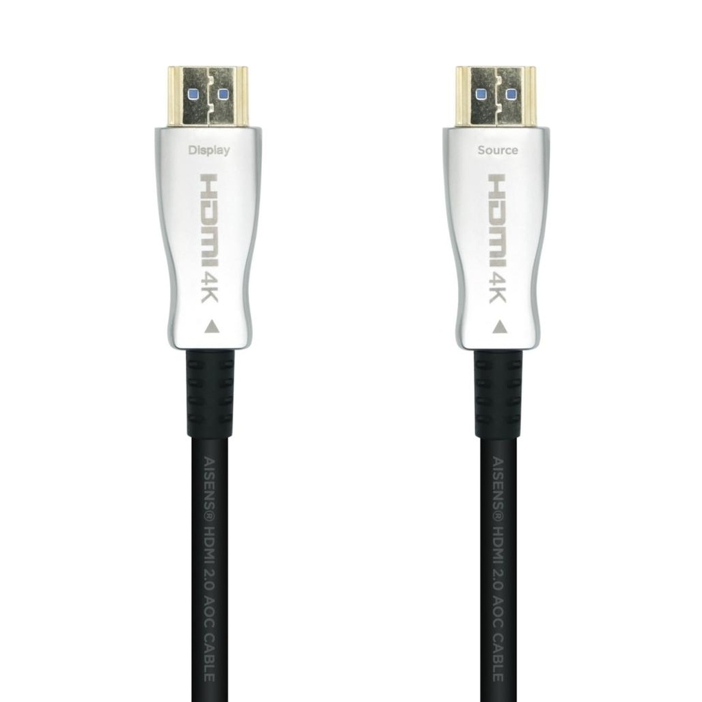AISENS - CABLE HDMI V2.0 AOC PREMIUM ALTA VELOCIDAD / HEC 4K@60HZ 18GBPS, A/M-A/M, NEGRO, 20M (Ref.A148-0378)
