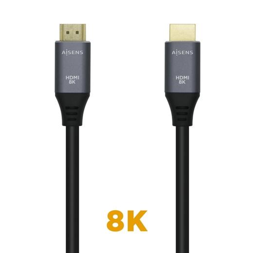 AISENS - CABLE HDMI V2.1 ULTRA ALTA VELOCIDAD / HEC 8K@60HZ 48GBPS, A/M-A/M, GRIS/NEGRO, 0.5M (Ref.A150-0425)