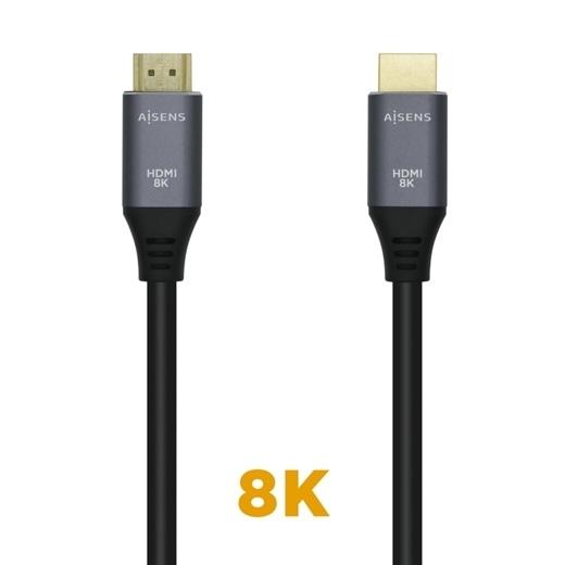 AISENS - CABLE HDMI V2.1 ULTRA ALTA VELOCIDAD / HEC 8K@60HZ 48GBPS, A/M-A/M, GRIS/NEGRO, 1.5M (Ref.A150-0427)