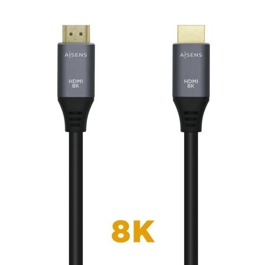 AISENS - CABLE HDMI V2.1 ULTRA ALTA VELOCIDAD / HEC 8K@60HZ 48GBPS, A/M-A/M, GRIS/NEGRO, 2.0M (Ref.A150-0428)