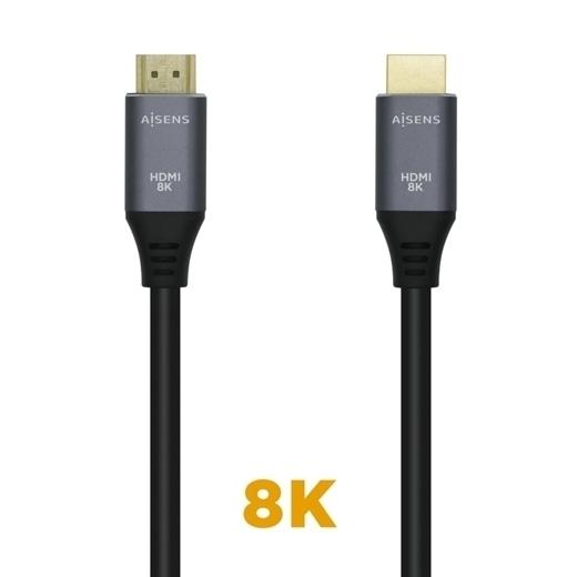 AISENS - CABLE HDMI V2.1 ULTRA ALTA VELOCIDAD / HEC 8K@60HZ 48GBPS, A/M-A/M, GRIS/NEGRO, 3.0M (Ref.A150-0429)