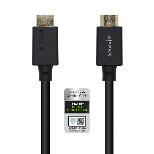 AISENS - CABLE HDMI V2.1 ULTRA ALTA VELOCIDAD / HEC CERTIFICADO 8K@60HZ 48GBPS, A/M-A/M, NEGRO, 1.0M (Ref.A150-0421)