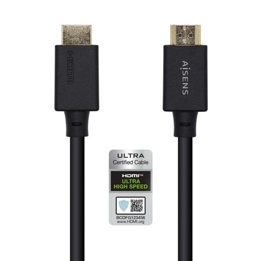AISENS - CABLE HDMI V2.1 ULTRA ALTA VELOCIDAD / HEC CERTIFICADO 8K@60HZ 48GBPS, A/M-A/M, NEGRO, 3.0M (Ref.A150-0424)