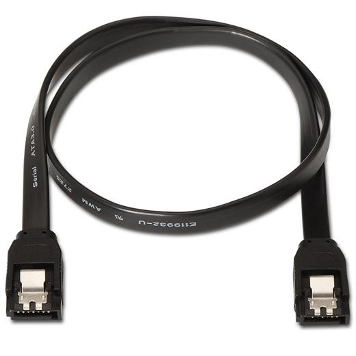 AISENS - CABLE SATA III DATOS 6G CON ANCLAJES NEGRO 0,5M (Ref.A130-0157)