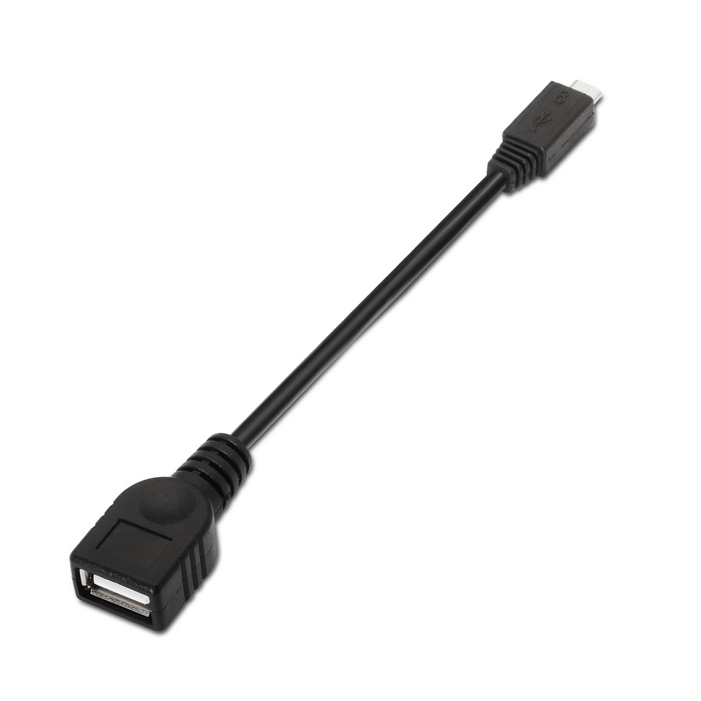 AISENS - CABLE USB 2.0 OTG, TIPO MICRO B/M-A/H, NEGRO, 15CM (Ref.A101-0031)