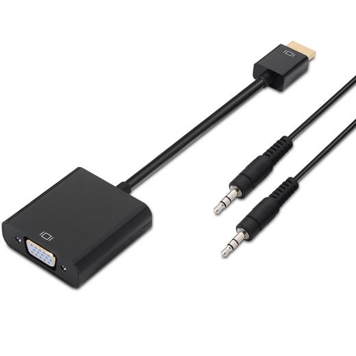AISENS - CONVERSOR HDMI A SVGA + AUDIO, HDMI A/M - SVGA/H + JACK 3.5/H NEGRO 10CM+1,0M (Ref.A122-0126)