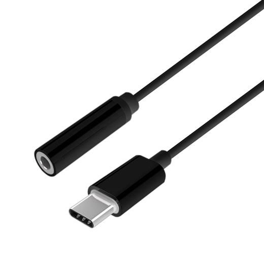 AISENS - CONVERSOR USB-C A AUDIO ESTILO APPLE USB-C/M - JACK 3.5/H NEGRO 15CM (Ref.A109-0385)