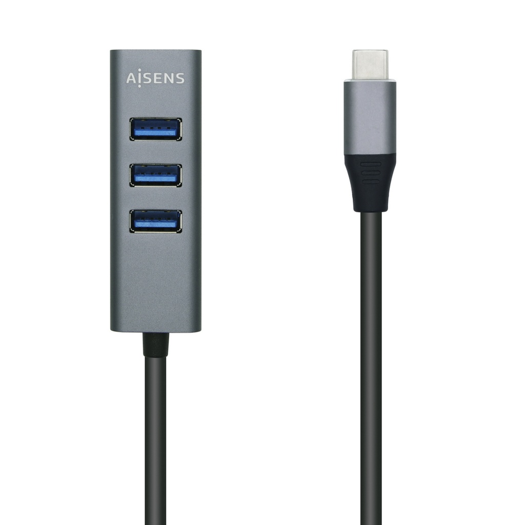 AISENS - HUB USB 3.1 USB-C, USB-C/M-4xTIPO A/H, GRIS, 15cm (Ref.A109-0508)