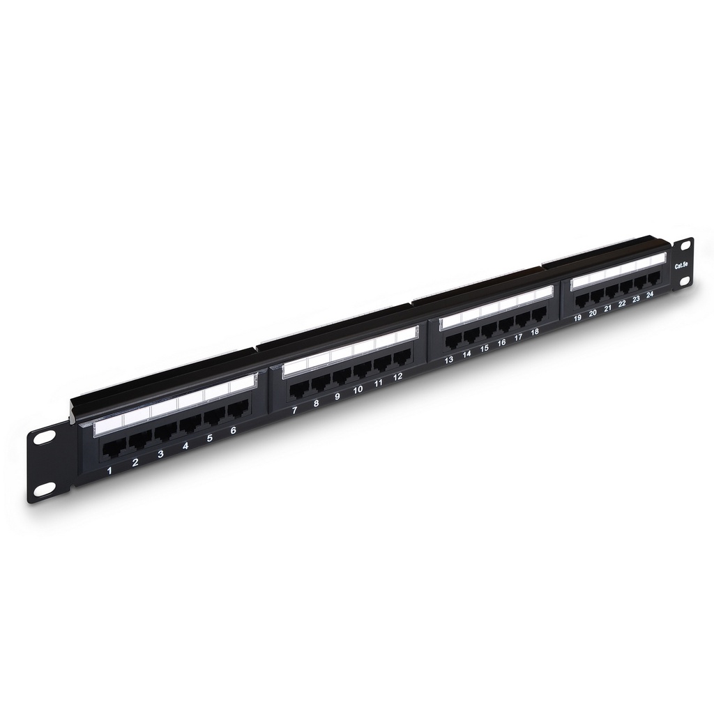 AISENS - PANEL DE PARCHEO DE 24 PUERTOS RJ45 CAT.5E UTP, 19 1U DUAL IDC, NEGRO (Ref.A141-0307)