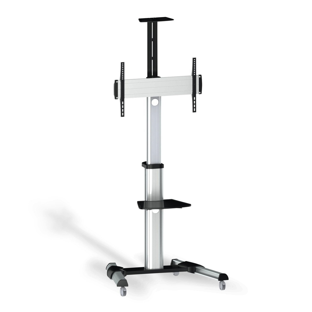AISENS - SOPORTE DE SUELO PRO CON RUEDA, BANDEJA PARA DVD Y SOPORTE DE CÁMARA PARA MONITOR/TV 50KG D (Ref.FT70TRE-037)