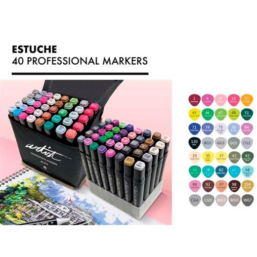 ALEX BOG - ESTUCHE DE LUJO 40 ROTULADORES LUXURY CANVAS GAMA ARTIST DOBLE PUNTA C/SURTIDOS (Ref.AB-0740)