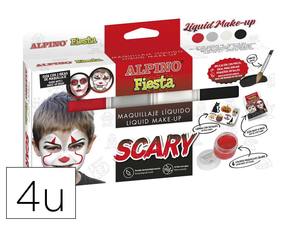 ALPINO - MAQUILLAJE LÍQUIDO SCARY ESTUCHE 4U C/SURTIDOS (Ref.DL000113)
