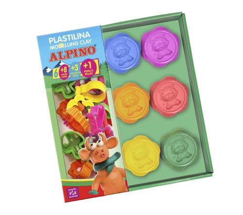 ALPINO - PLASTILINA KIT 6 COLS + MOLDES (Ref.DP000800)