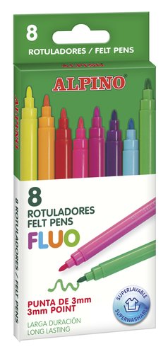 ALPINO - ROTULADOR FIBRA STANDARD FLUO ESTUCHE de 8 (Ref.AR001005)