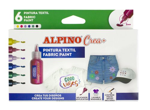 ALPINO - SET CREA 6 BOTES PINTURA TEXTIL 6X20ML (Ref.DE000036)