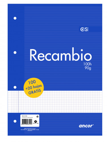 ANCOR - RECAMBIO A4 100+20 HOJAS 90G Q4X4 4 TALADROS (Ref.061222)