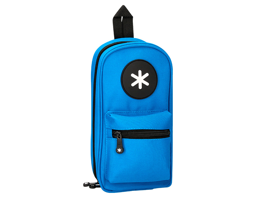 ANTARTIK - BOLSO ESCOLAR PORTATODO FORMA DE MOCHILA CON BOLSILLO Y 4 DEPARTAMENTOS COLOR AZUL 230X50X120 MM (Ref.TK48)