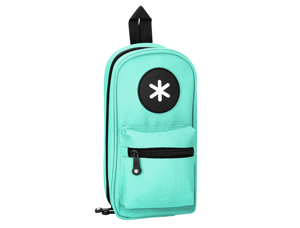 ANTARTIK - BOLSO ESCOLAR PORTATODO FORMA DE MOCHILA CON BOLSILLO Y 4 DEPARTAMENTOS COLOR MENTA 230X50X120 MM (Ref.TK50)