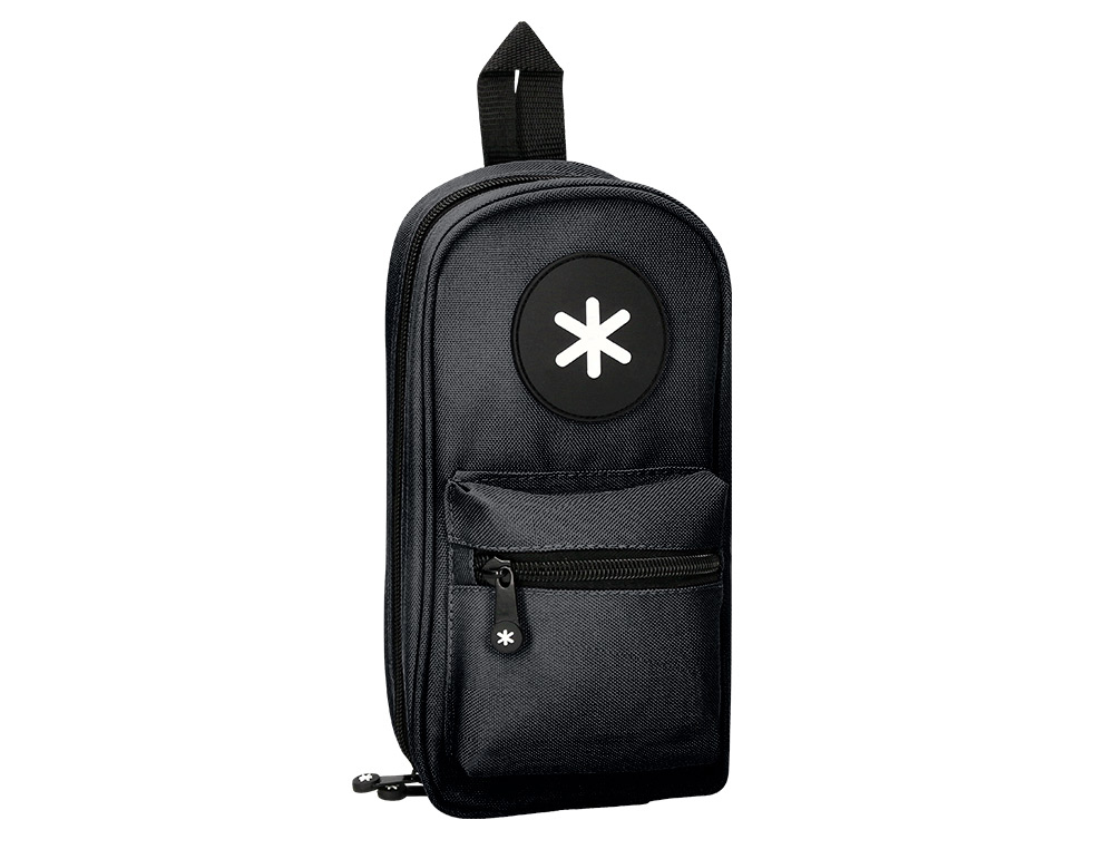 ANTARTIK - BOLSO ESCOLAR PORTATODO FORMA DE MOCHILA CON BOLSILLO Y 4 DEPARTAMENTOS COLOR NEGRO 230X50X120 MM (Ref.TK51)