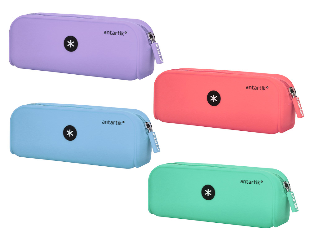 ANTARTIK - BOLSO ESCOLAR PORTATODO SILICONA RECTANGULAR COLORES SURTIDOS PASTEL (Ref.TK56)
