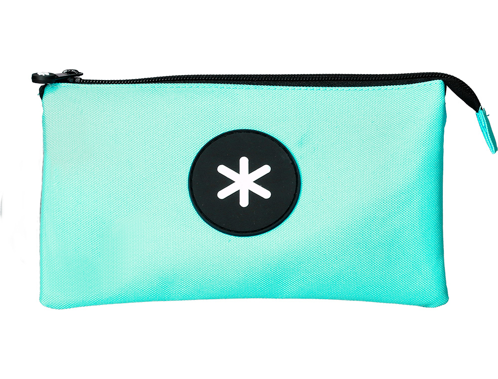 ANTARTIK - BOLSO ESCOLAR PORTATODO TRIPLE CREMALLERA COLOR MENTA 220X30X120 MM (Ref.TK35)